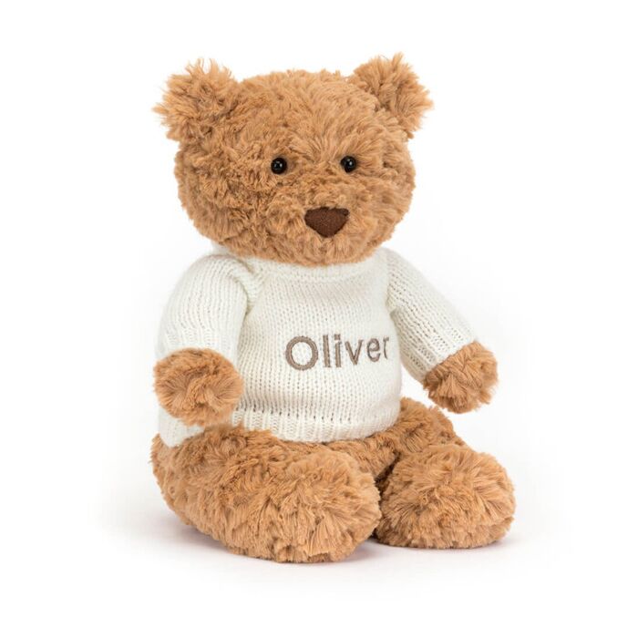 Bartholomew Bear with Personalised Cream Jumper