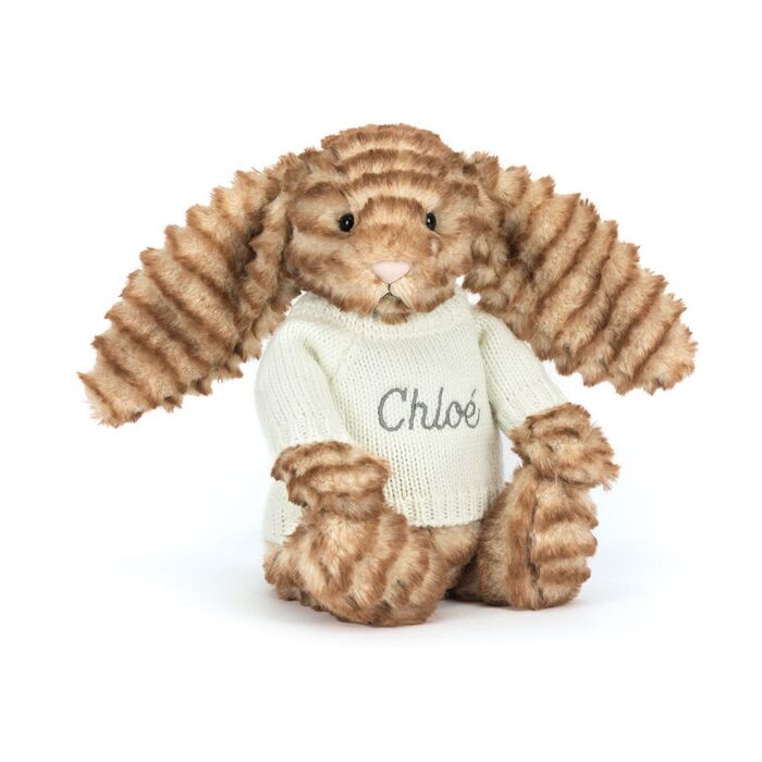 Bashful Luxe Bunny Juniper with Personalised Cream Jumper