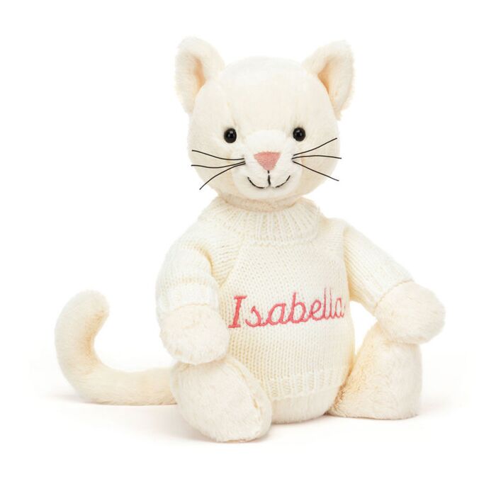 Bashful Cream Kitten with Personalised Cream Jumper