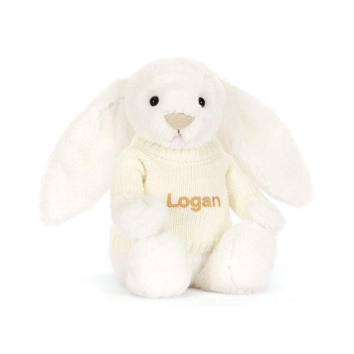 Bashful Luxe Bunny Luna with Personalised Cream Jumper