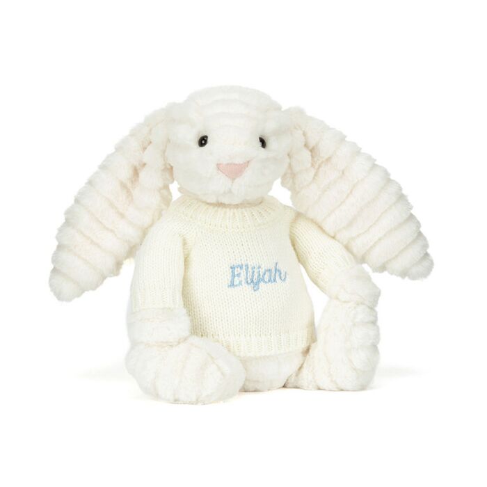 Bashful Luxe Bunny Nimbus with Personalised Cream Jumper