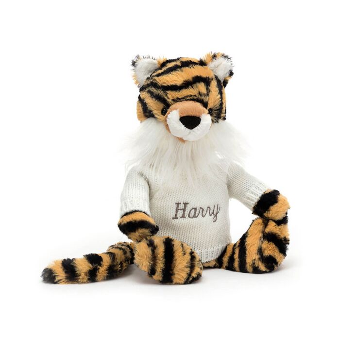Bashful Tiger with Personalised Cream Jumper