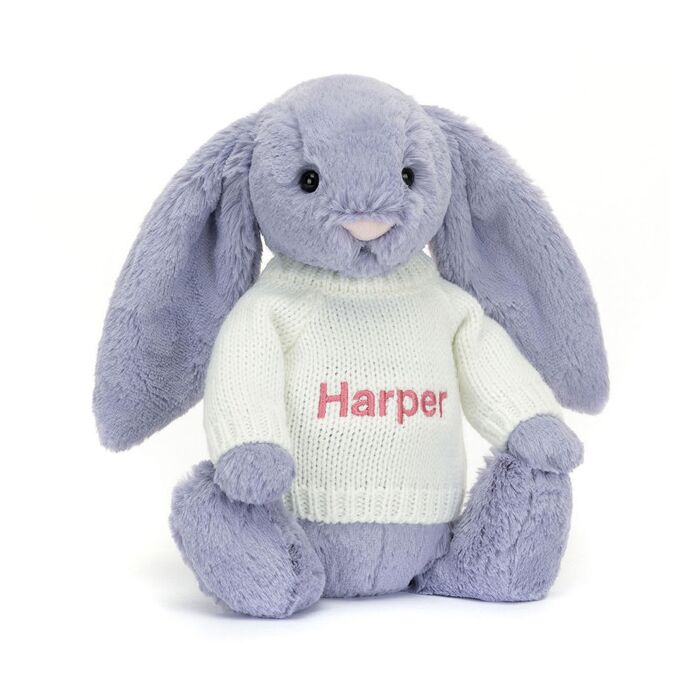 Bashful Viola Bunny with Personalised Cream Jumper