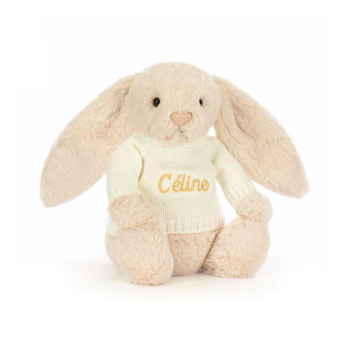 Bashful Luxe Bunny Willow with Personalised Cream Jumper