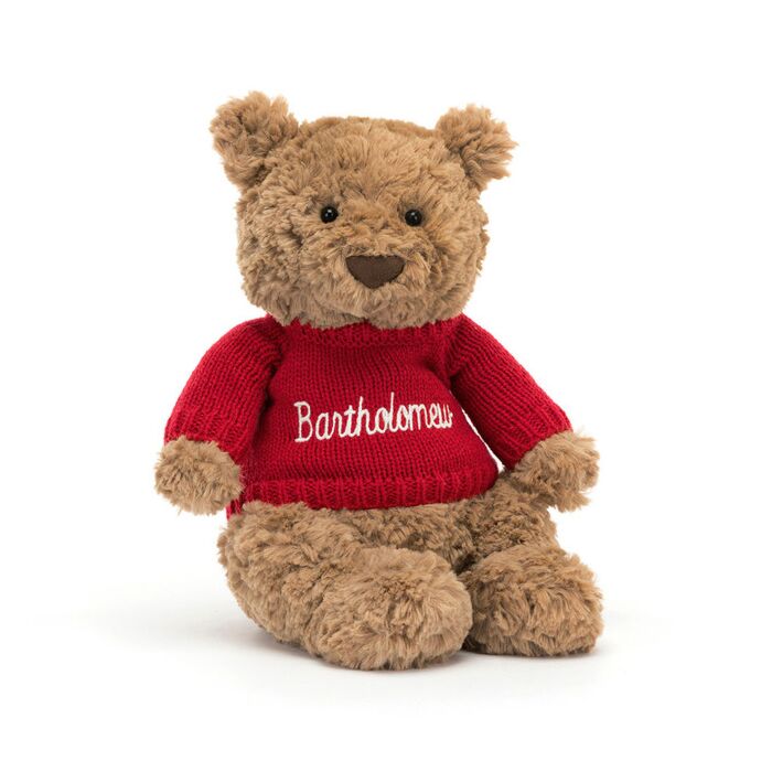 Bartholomew Bear with Personalised Red Jumper