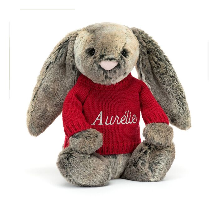 Bashful Cottontail Bunny with Personalised Red Jumper