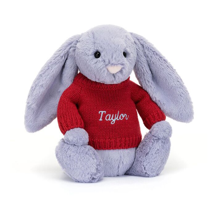Bashful Viola Bunny with Personalised Red Jumper