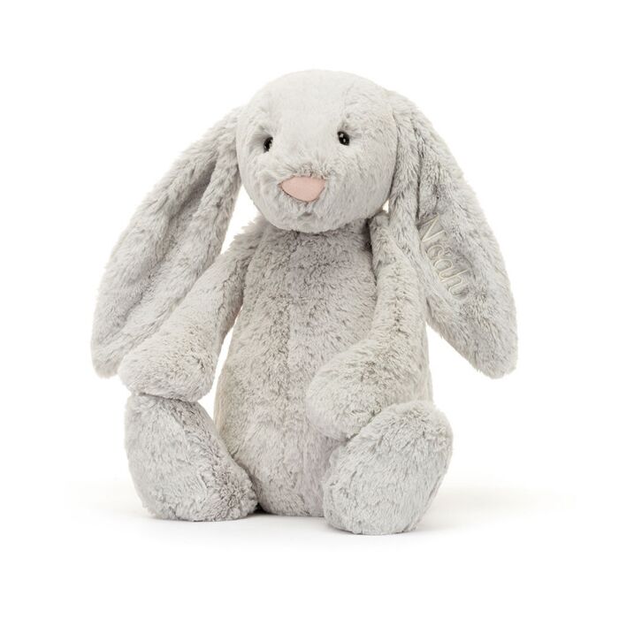 Personalised Bashful Silver Bunny Huge