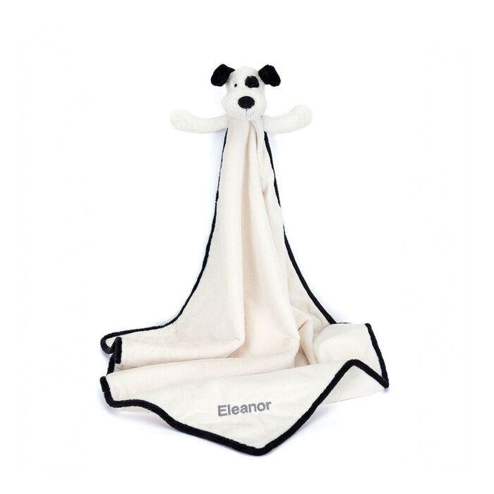 Personalised Bashful Black &  Cream Puppy Blankie