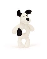 Bashful Black &amp  Cream Puppy Ring Rattle