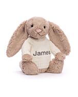 Bashful Beige Bunny with Personalised Cream Jumper