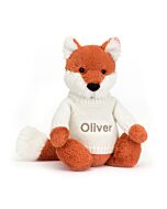 Bashful Fox Cub with Personalised Cream Jumper