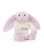 Bashful Lilac Bunny with Personalised Cream Jumper