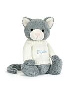 Bashful Kitten with Personalised Cream Jumper