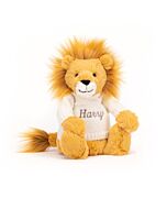 Bashful Lion with Personalised Cream Jumper