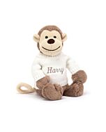 Bashful Monkey with Personalised Cream Jumper