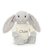 Bashful Shimmer Bunny with Personalised Cream Jumper