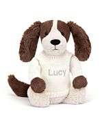 Bashful Fudge Puppy with Personalised Cream Jumper