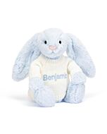 Bashful Blue Bunny with Personalised Cream Jumper