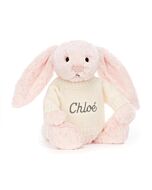 Bashful Pink Bunny with Personalised Cream Jumper