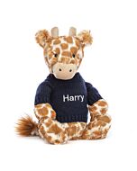 Bashful Giraffe with Personalised Navy Jumper