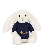 Bashful Luxe Bunny Luna with Personalised Navy Jumper