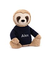 Bashful Sloth with Personalised Navy Jumper