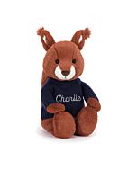 Bashful Squirrel with Personalised Navy Jumper