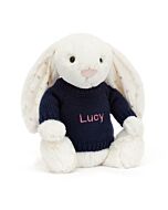 Bashful Twinkle Bunny with Personalised Navy Jumper