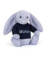 Bashful Viola Bunny with Personalised Navy Jumper