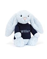 Bashful Blue Bunny with Personalised Navy Jumper