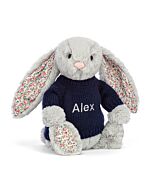 Blossom Silver Bunny with Personalised Navy Jumper