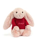 Bashful Blush Bunny with Personalised Red Jumper