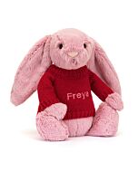 Bashful Tulip Pink Bunny with Personalised Red Jumper
