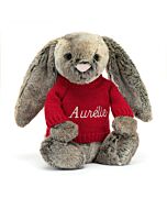 Bashful Cottontail Bunny with Personalised Red Jumper