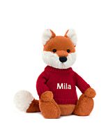 Bashful Fox Cub with Personalised Red Jumper