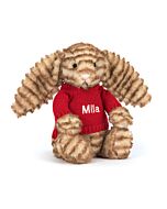 Bashful Luxe Bunny Juniper with Personalised Red Jumper
