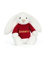 Bashful Luxe Bunny Luna with Personalised Red Jumper