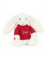 Bashful Luxe Bunny Nimbus with Personalised Red Jumper