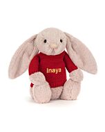 Bashful Luxe Bunny Rosa with Personalised Red Jumper