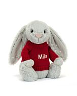 Bashful Shimmer Bunny with Personalised Red Jumper
