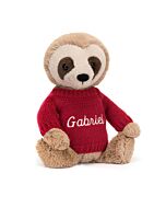 Bashful Sloth with Personalised Red Jumper