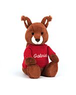 Bashful Squirrel with Personalised Red Jumper