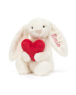 Personalised Bashful Red Love Heart Bunny Medium