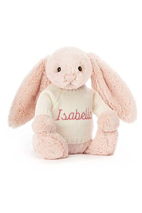 Bashful Blush Bunny with Personalised Cream Jumper