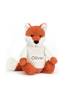 Bashful Fox Cub with Personalised Cream Jumper