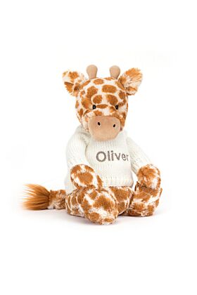 Bashful Giraffe with Personalised Cream Jumper