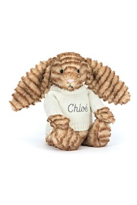 Bashful Luxe Bunny Juniper with Personalised Cream Jumper