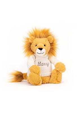 Bashful Lion with Personalised Cream Jumper