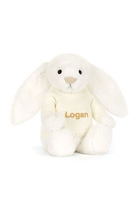 Bashful Luxe Bunny Luna with Personalised Cream Jumper